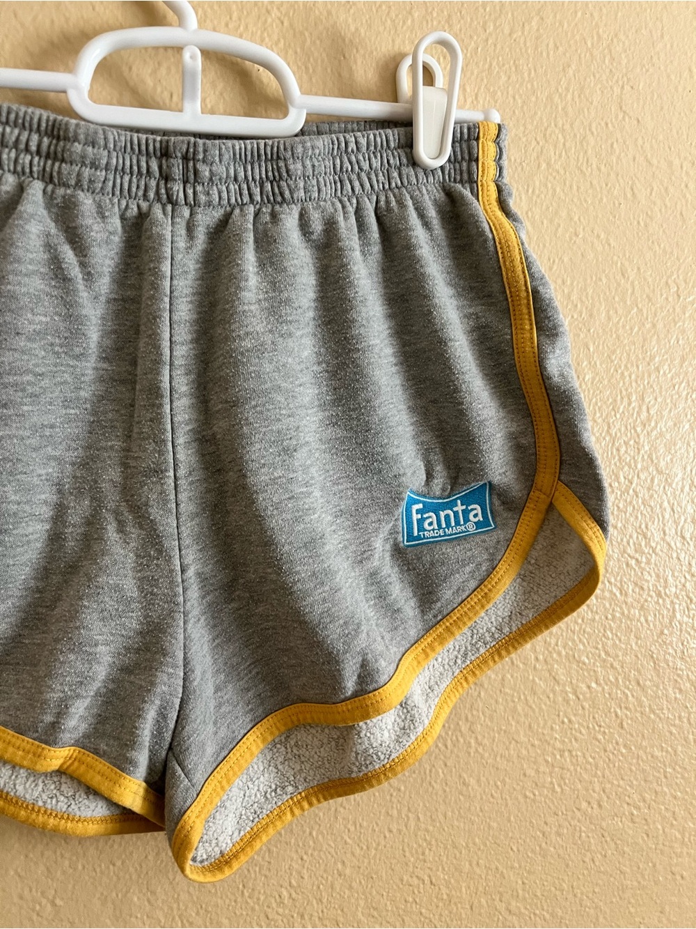 Fanta Track Shorts Gray and Yellow Trim Women's Casual Workout Gym Yoga Pilates